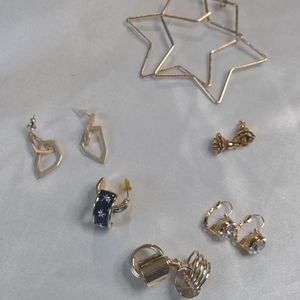 Set of 6 pairs of gold tone earrings